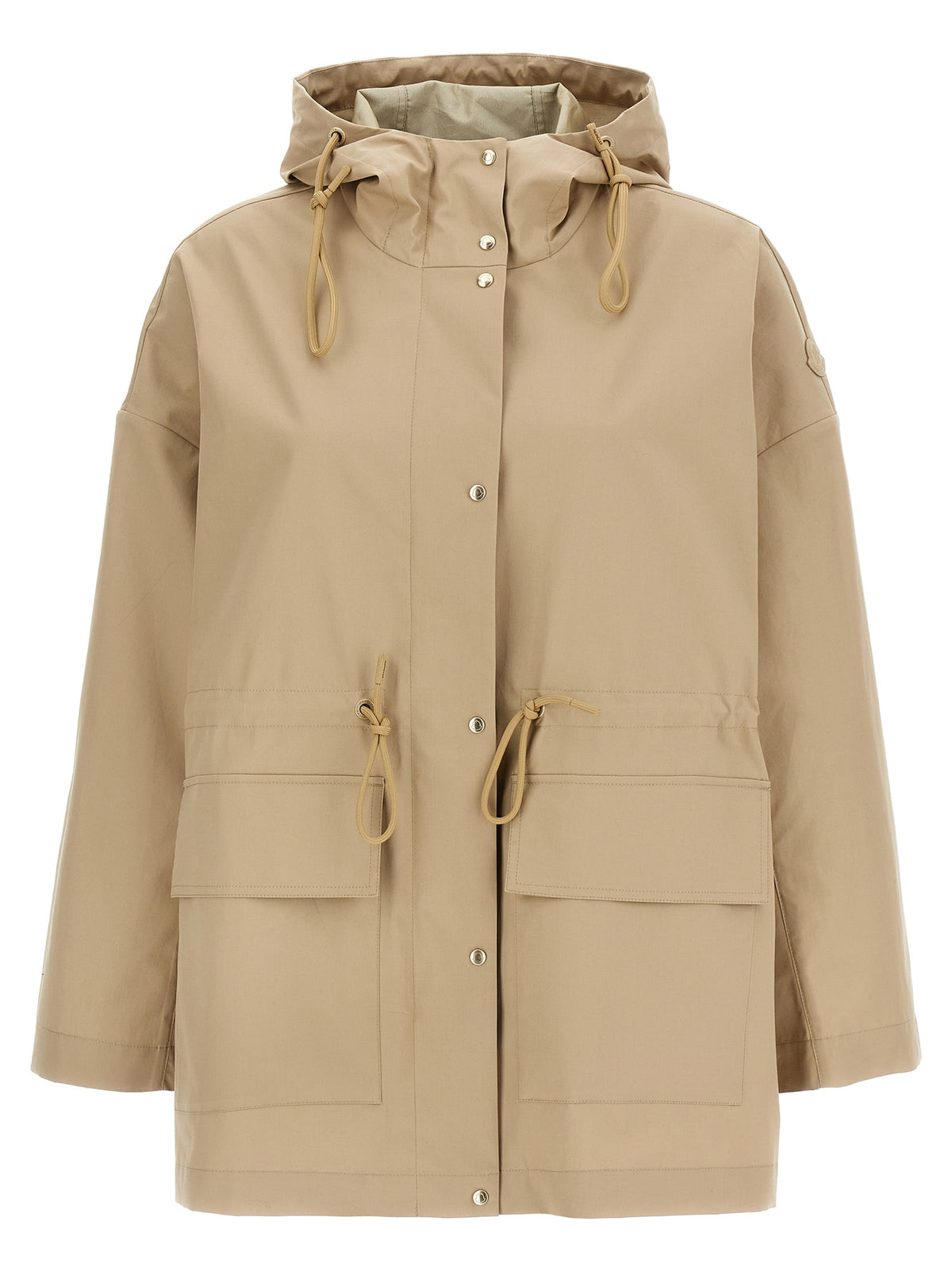 Moncler Women's Polyester Leather & Cotton Hooded Parka - Beige