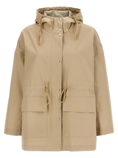 Moncler Women's Polyester Leather & Cotton Hooded Parka - Beige