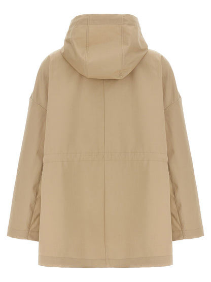 Moncler Women's Polyester Leather & Cotton Hooded Parka - Beige