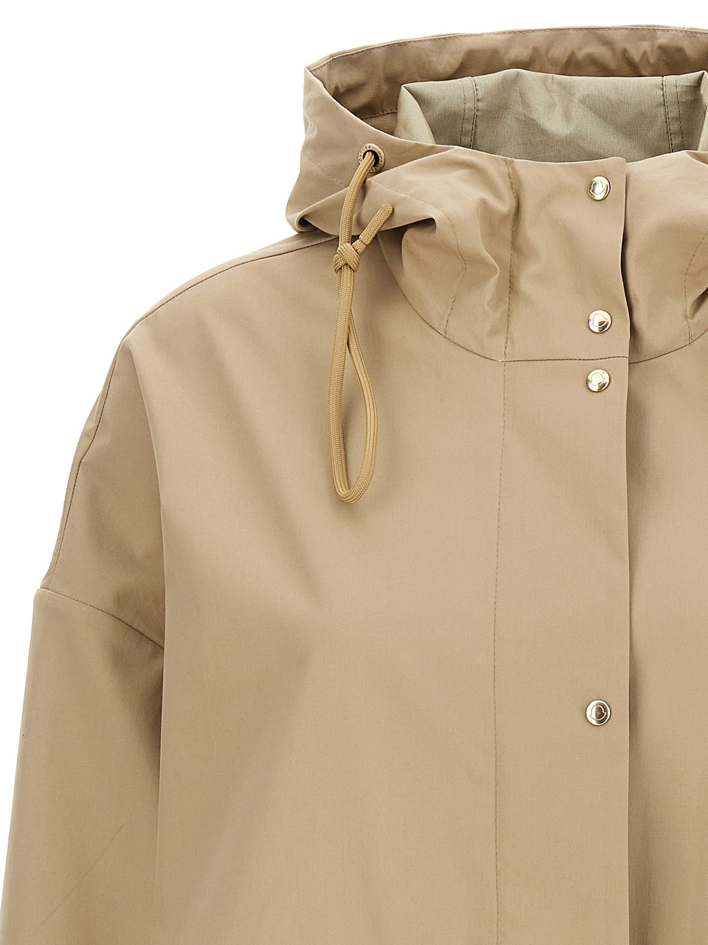 Moncler Women's Polyester Leather & Cotton Hooded Parka - Beige