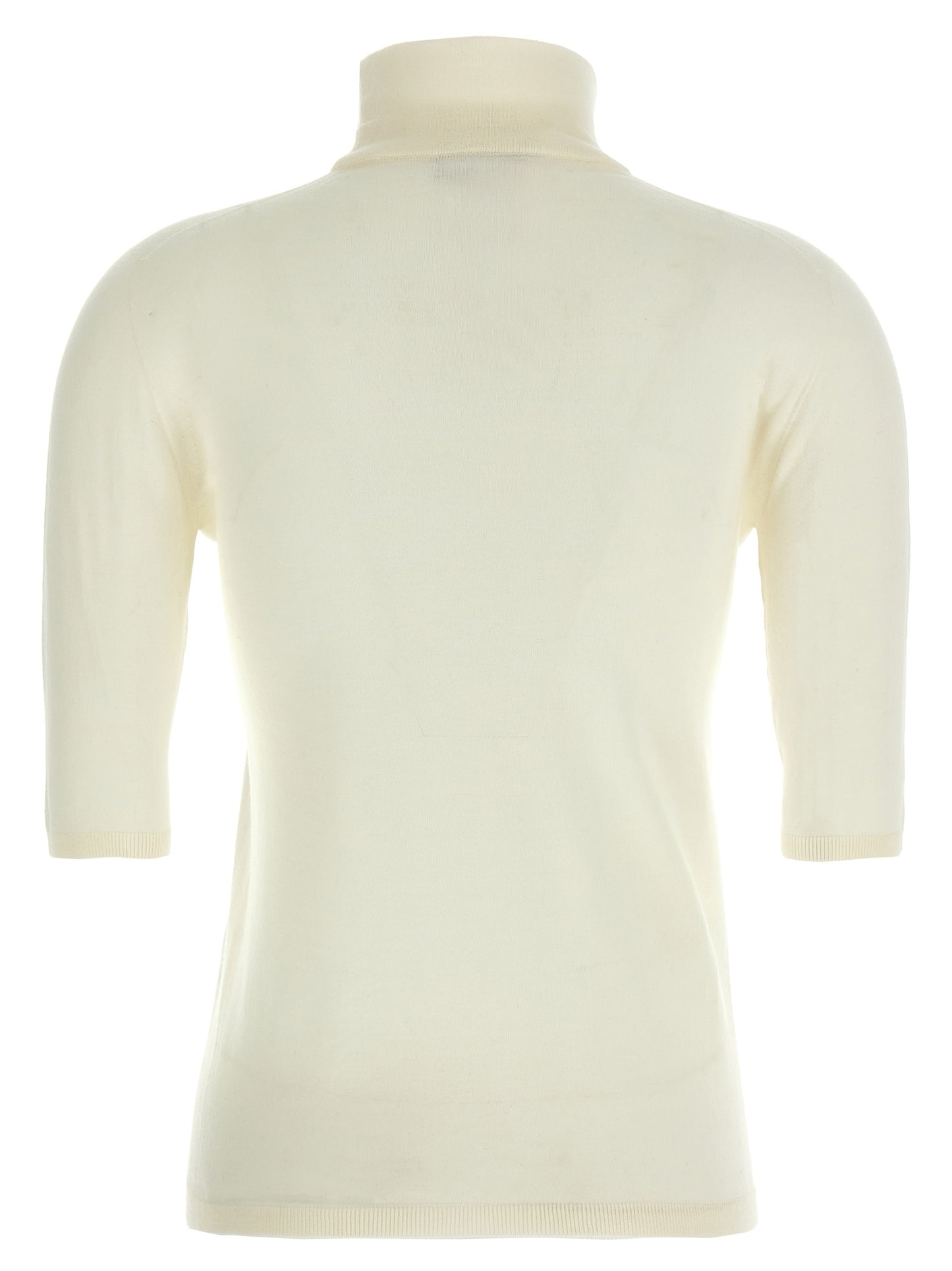 Cardigan by Max Mara for women in virgin wool white showcases a luxurious silhouette, meticulously detailed with a sophisticated turtle high-neck neckline and for a refined finish.