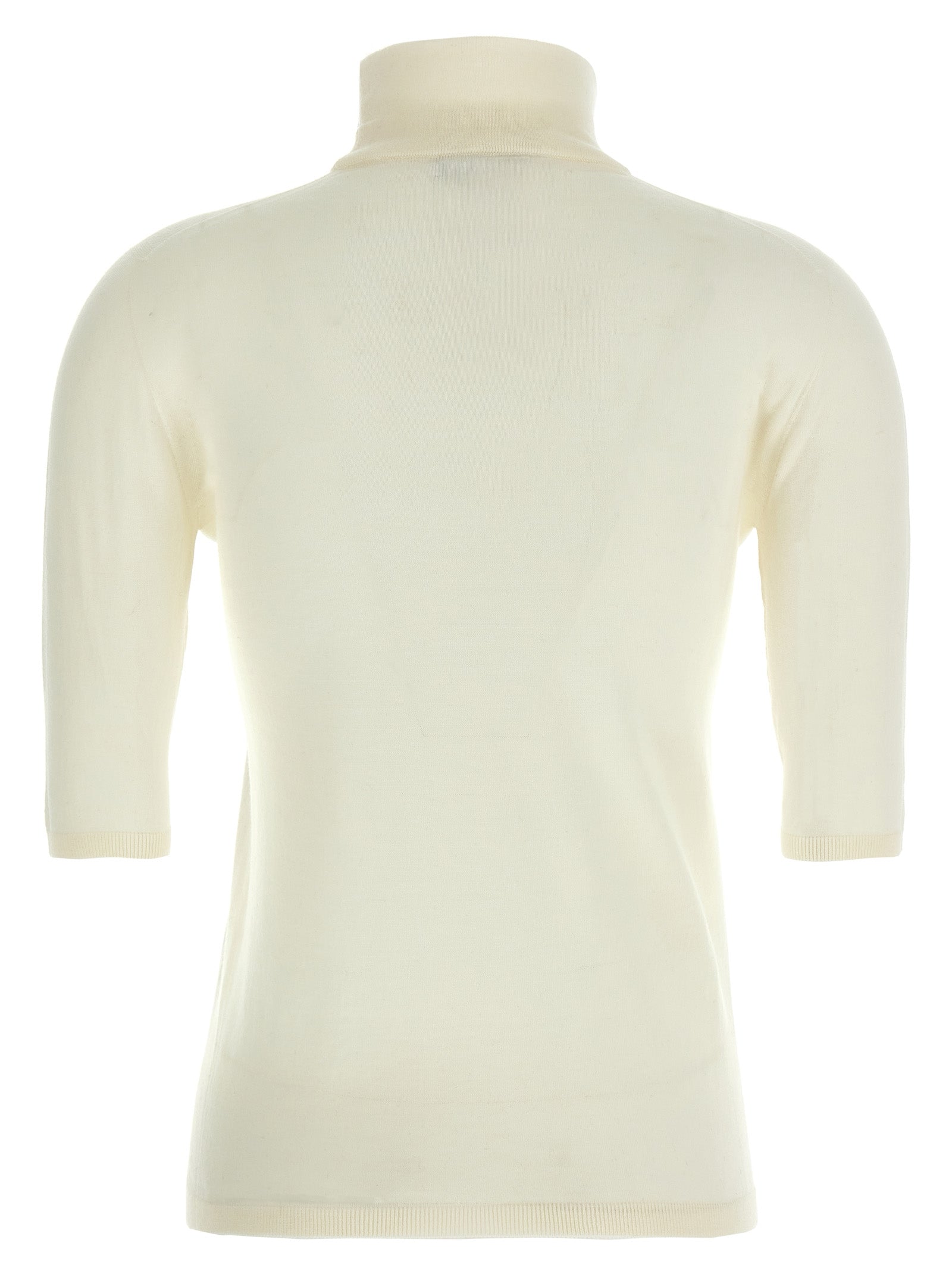 Cardigan by Max Mara for women in virgin wool white showcases a luxurious silhouette, meticulously detailed with a sophisticated turtle high-neck neckline and for a refined finish.