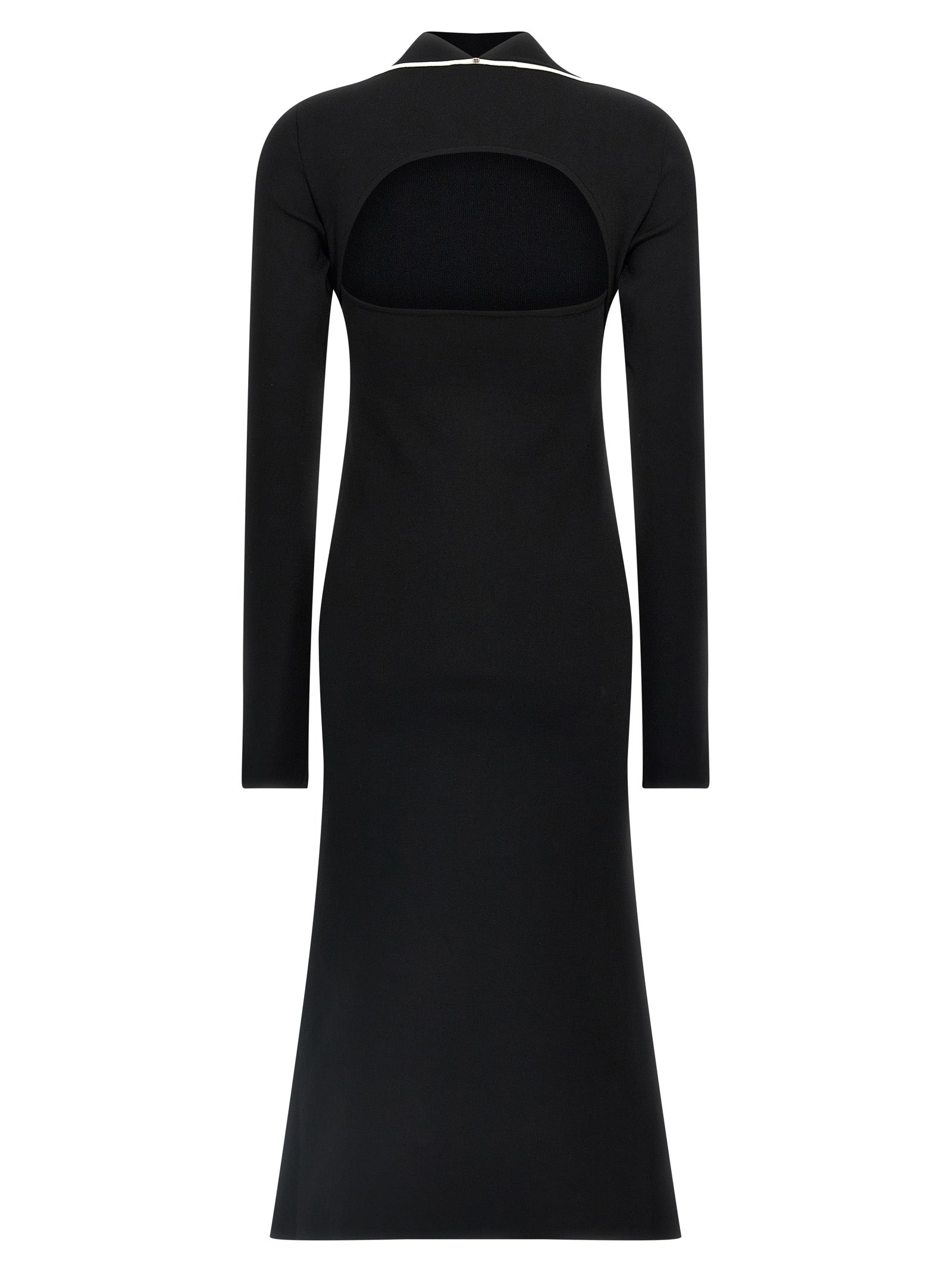 Dress by Sportmax for women in polyamide polyester viscose crepe bicolour, black & white features an eye catching silhouette with a sophisticated , elegant , and a refined midi for a eye catching aesthetic.