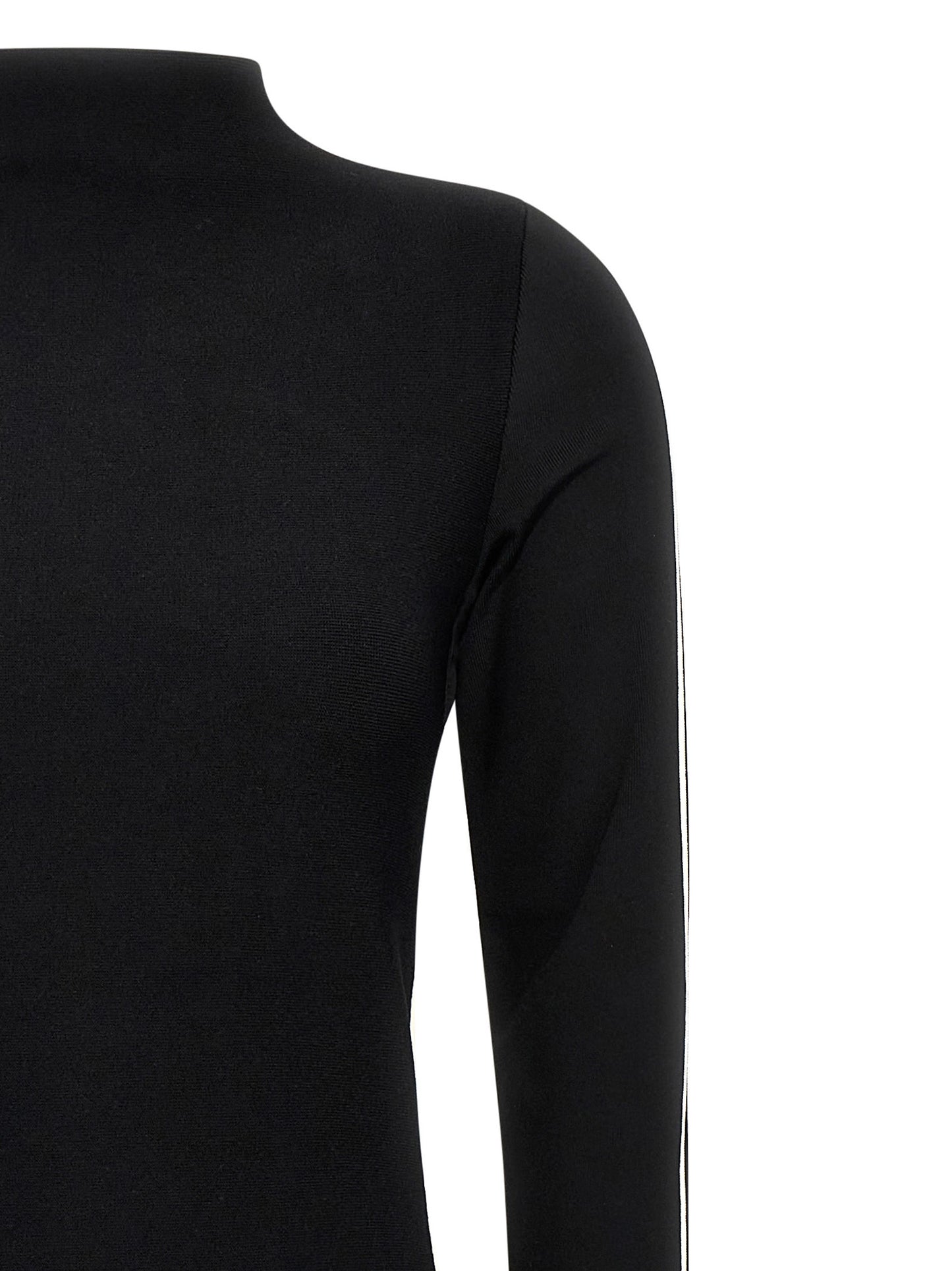 Dress by Sportmax for women in polyamide polyester viscose crepe bicolour, black & white showcases a striking silhouette, elegantly detailed with a , refined , and a striking midi for a striking finish.