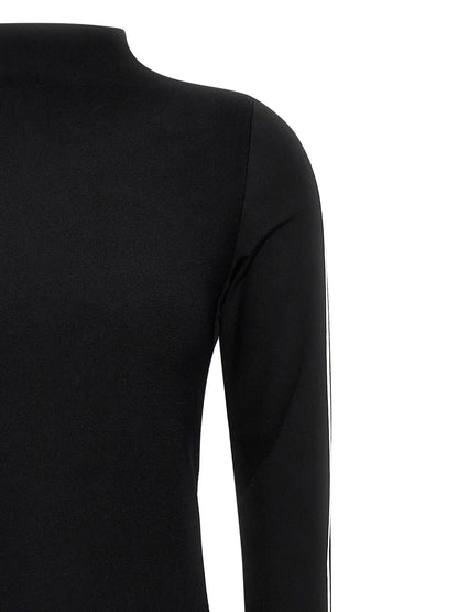 Dress by Sportmax for women in polyamide polyester viscose crepe bicolour, black & white showcases a striking silhouette, elegantly detailed with a , refined , and a striking midi for a striking finish.