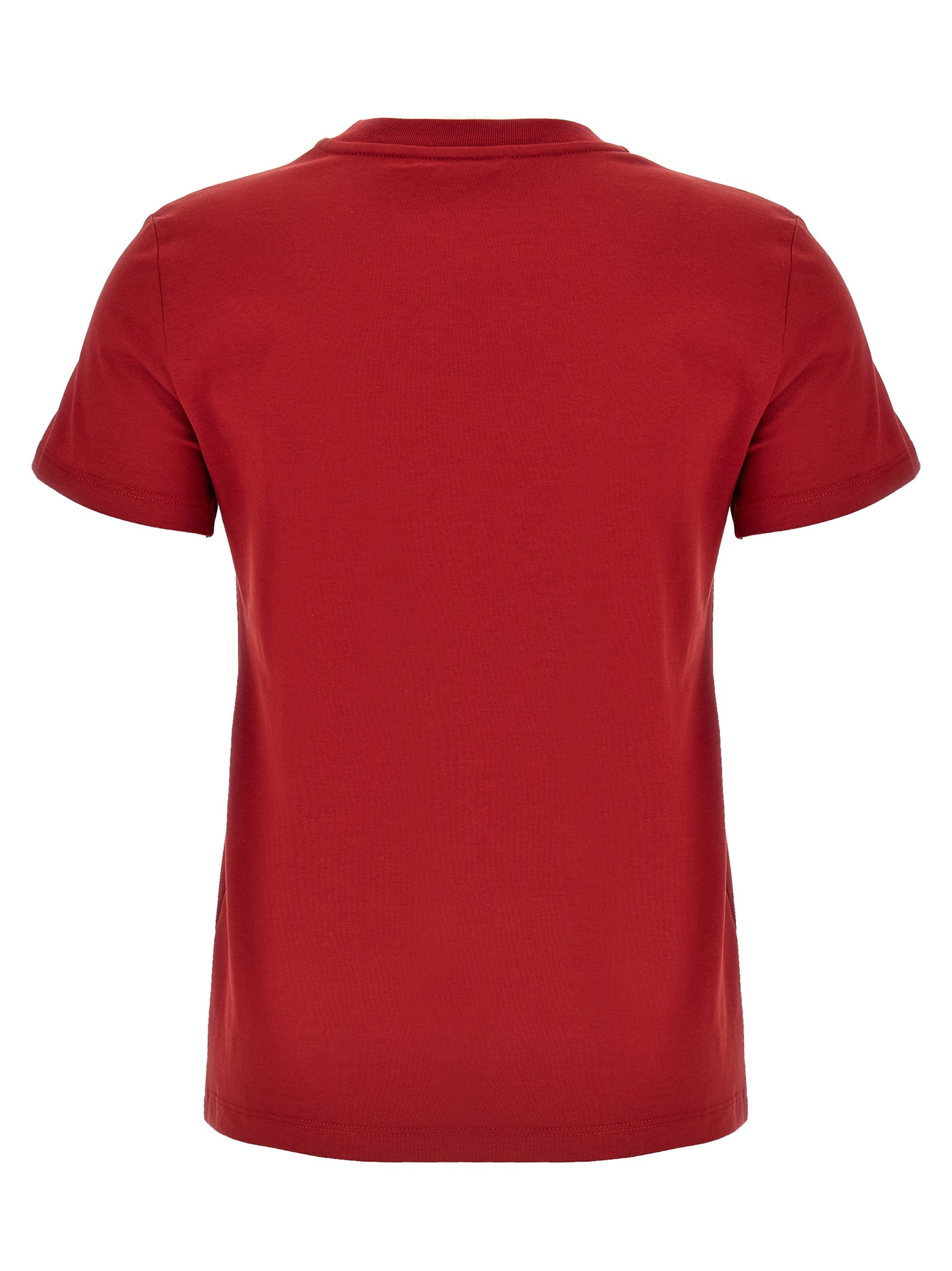 T-Shirt by Max Mara for women in cotton & rhinestone multicolor, natural & red showcases a dramatic silhouette, elegantly detailed with a dramatic and for a truly dramatic finish.