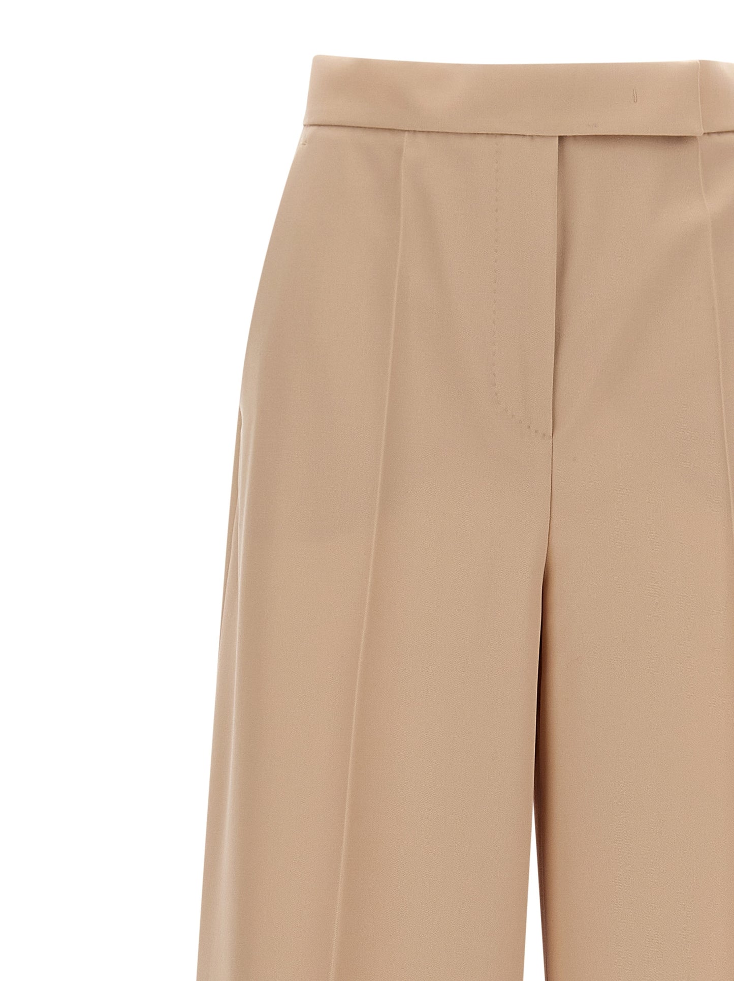 Max Mara Women's Wide High Rise Virgin Wool Casual Pants - Beige