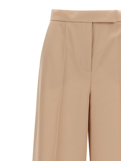 Max Mara Women's Wide High Rise Virgin Wool Casual Pants - Beige