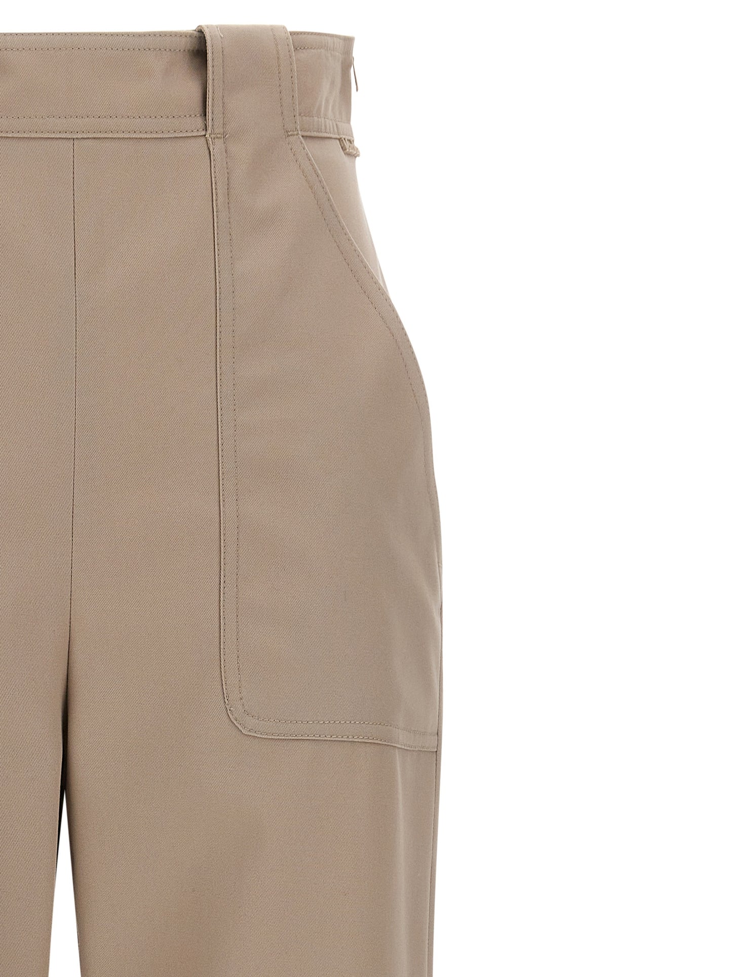 Trousers by Max Mara for women in cotton beige features a artisanal silhouette, showcasing a sophisticated with a long and high rise for a artisanal finish.