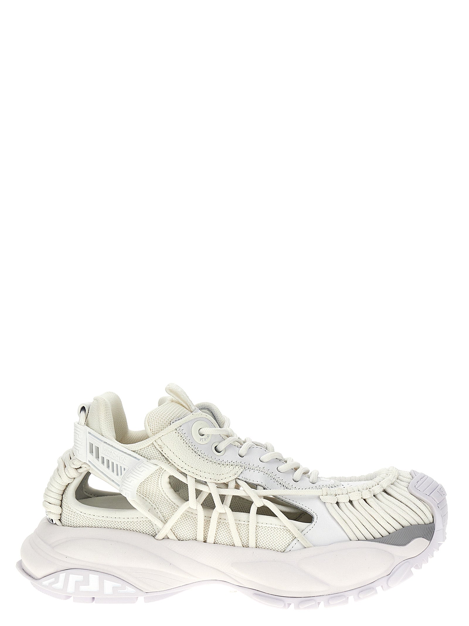 Athletic Sneakers by Versace for women in eva & bos taurus calfskin leather white & signature features an timeless silhouette from the Women's Athletic EVA & Bos Taurus Calfskin Leather Sneakers collection, showcasing a timeless athletic style for a timeless look.