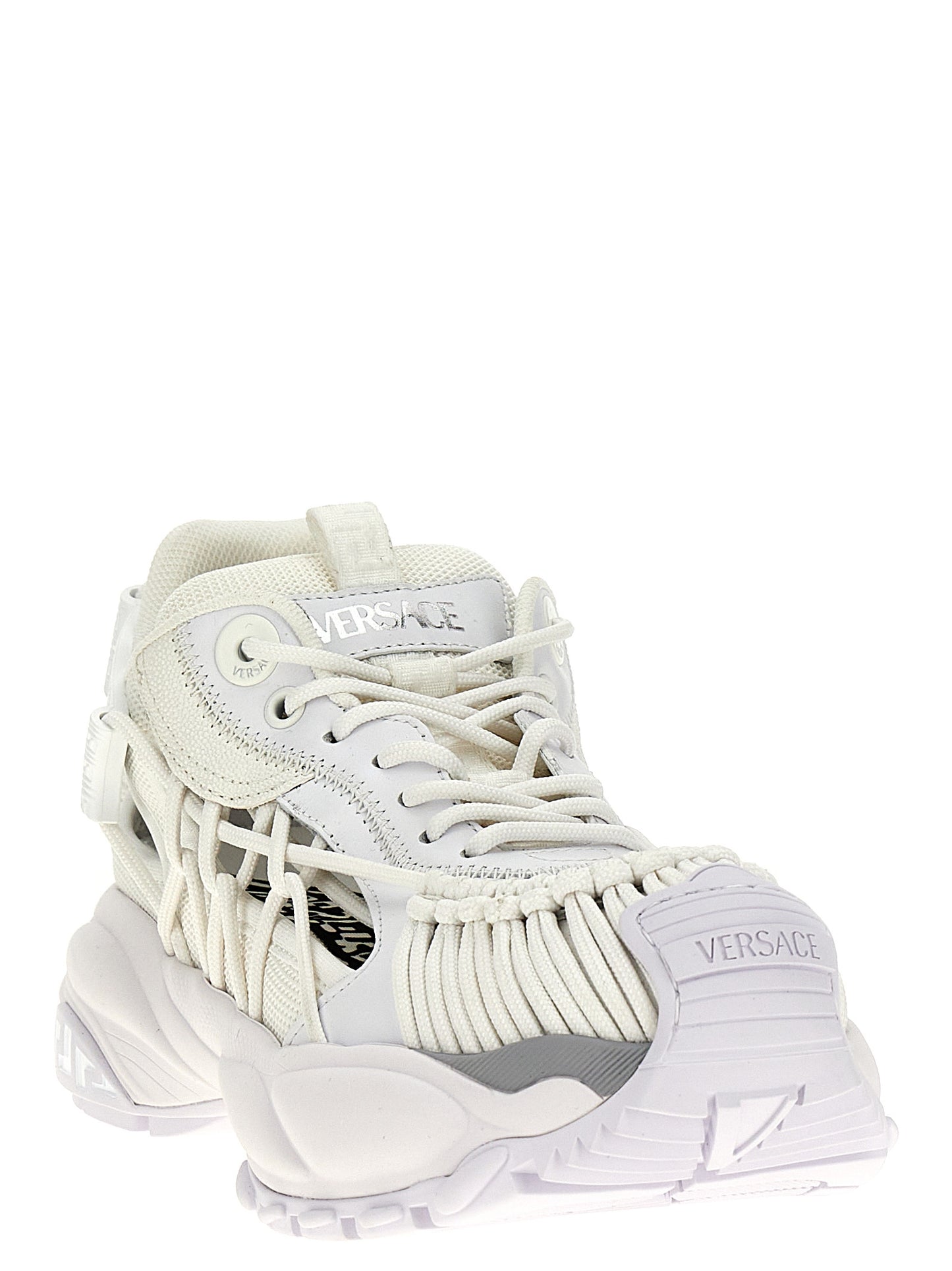 Athletic Sneakers by Versace for women in eva & bos taurus calfskin leather white & signature features an effortless chic silhouette, showcasing the signature athletic style of the Women's Athletic EVA & Bos Taurus Calfskin Leather Sneakers collection with a truly effortless chic finish.