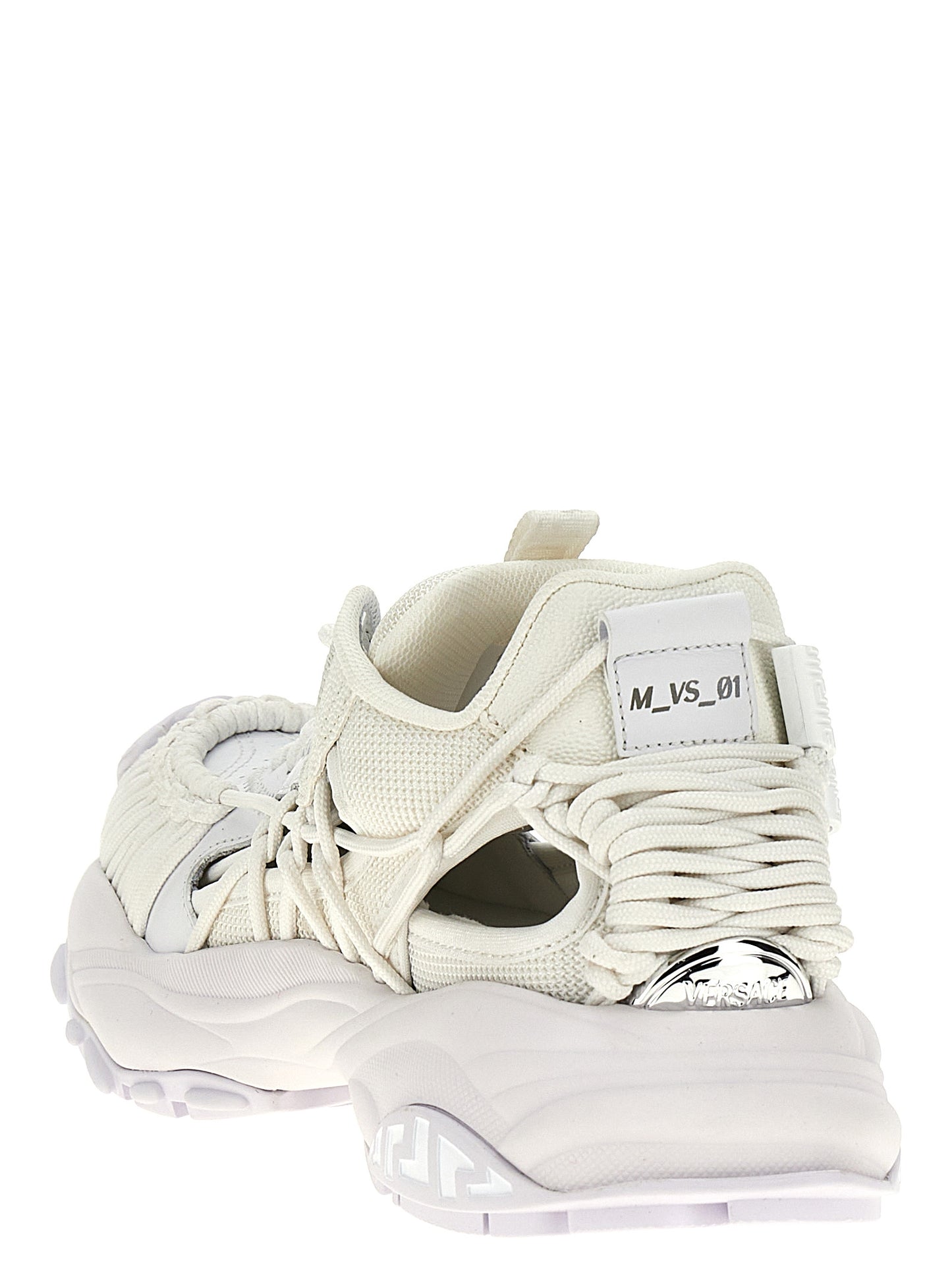 Athletic Sneakers by Versace for women in eva & bos taurus calfskin leather white & signature features an timeless silhouette from the Women's Athletic EVA & Bos Taurus Calfskin Leather Sneakers collection, showcasing a timeless athletic style for a timeless look.