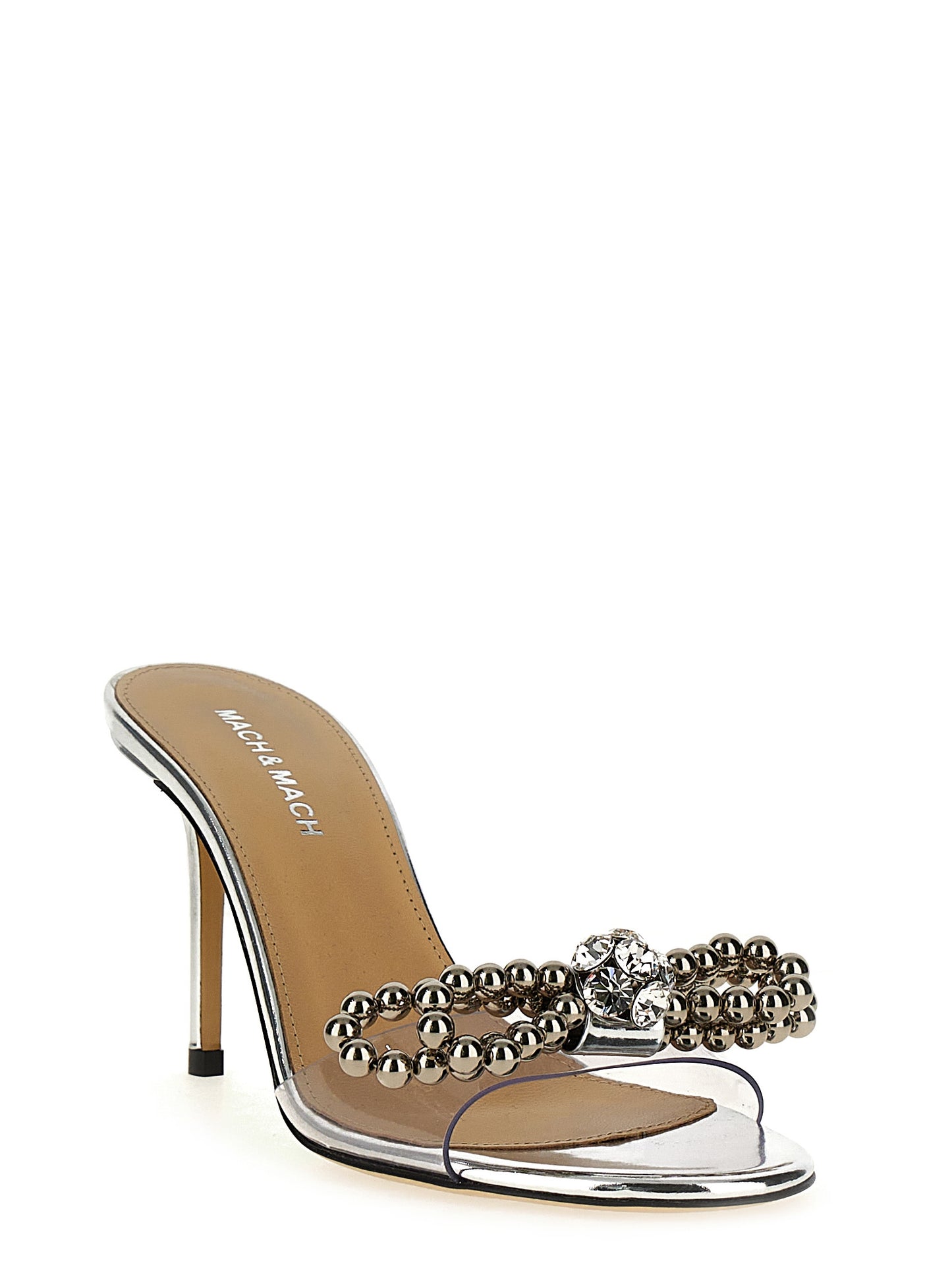 High-Heel Stiletto Sandals by MACH & MACH for women in pvc silver & transparent features an architectural design from the Women's PVC High-Heel Stiletto Sandals collection, defined by a architectural stiletto high-heel and for a architectural finish.