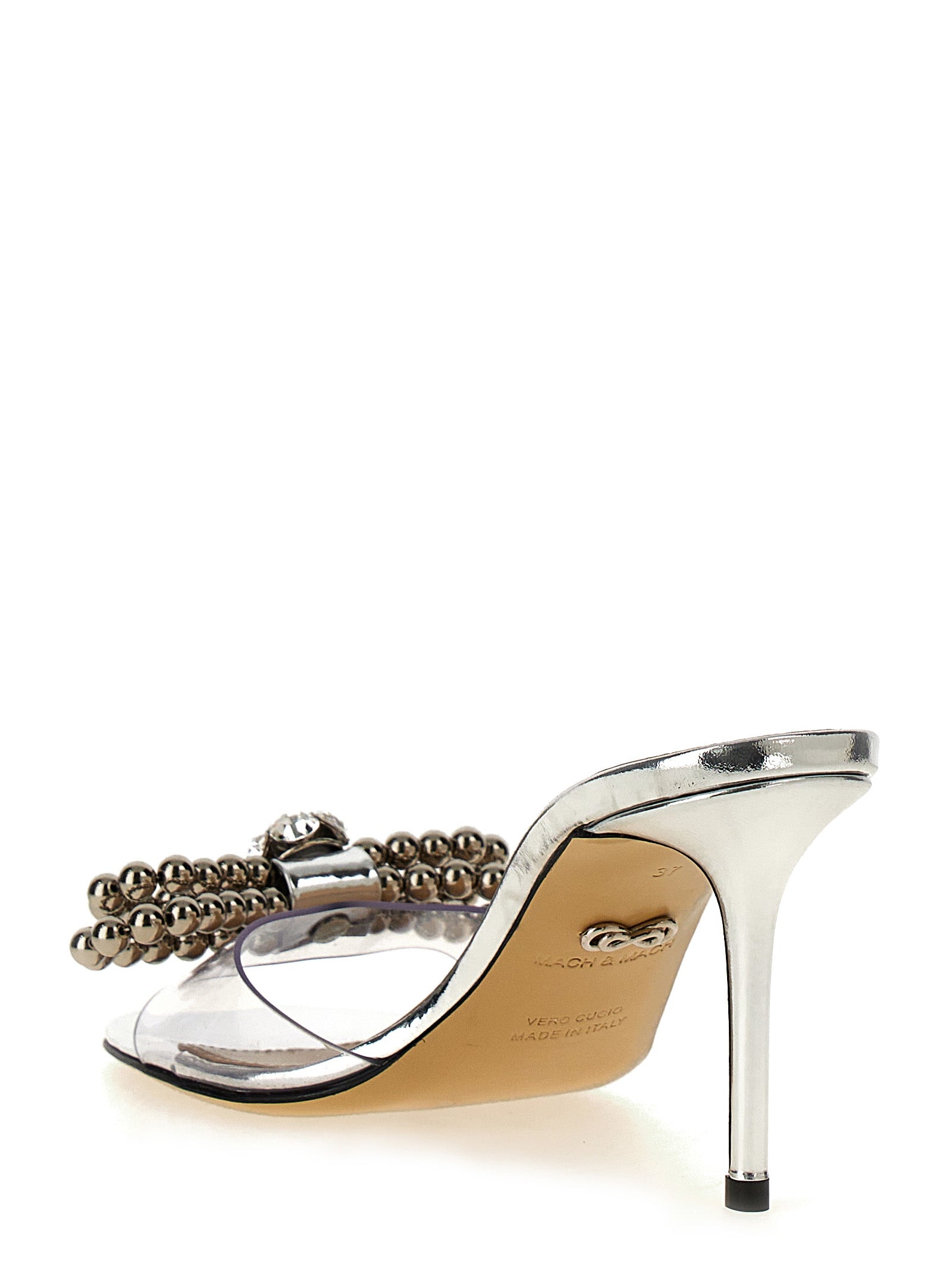 High-Heel Stiletto Sandals by MACH & MACH for women in pvc silver & transparent showcases a sculptural silhouette as Women's PVC High-Heel Stiletto Sandals, defined by a sculptural stiletto high-heel and sculptural for a sculptural look.
