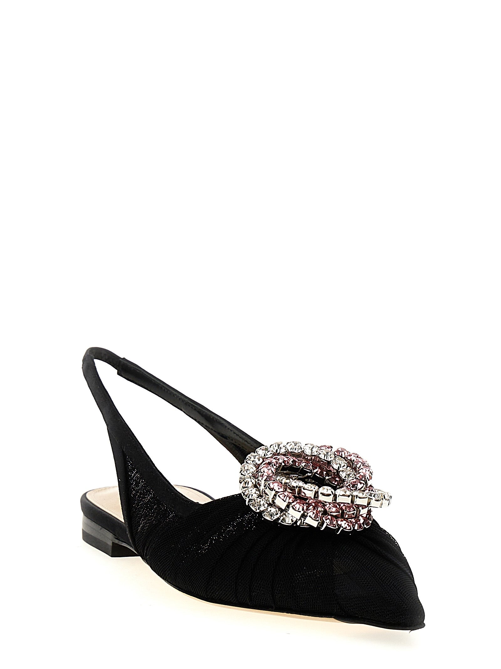Ballet Slingback Flat Shoes by MACH & MACH for women in polyamide black presents a effortless chic silhouette, showcasing the Women's Polyamide Ballet Slingback Flat Shoes design with a effortless chic and for a sophisticated look.