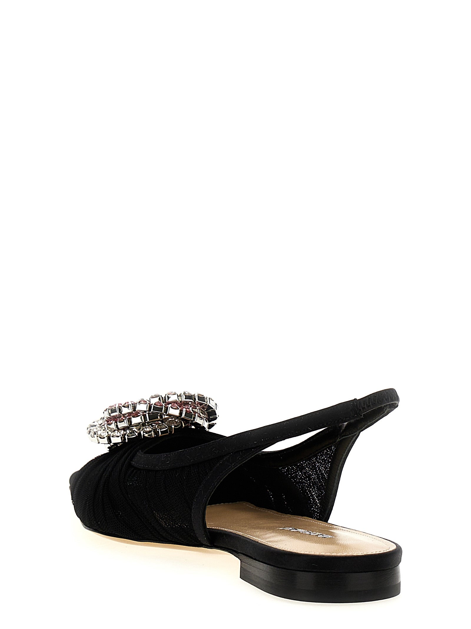 Ballet Slingback Flat Shoes by MACH & MACH for women in polyamide black showcases a dynamic silhouette, artfully capturing Women's Polyamide Ballet Slingback Flat Shoes through its distinctive and elegant .