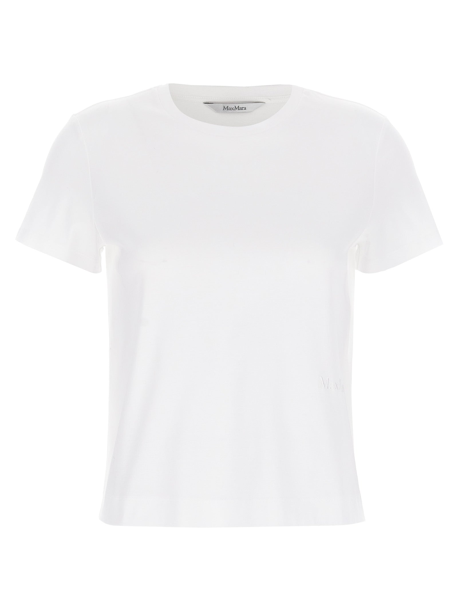 T-Shirt by Max Mara for women in cotton white showcases a unassuming silhouette, artfully detailed with a refined and unassuming short-sleeve for a sophisticated, contemporary look.