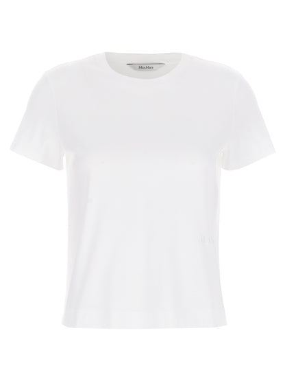 T-Shirt by Max Mara for women in cotton white showcases a unassuming silhouette, artfully detailed with a refined and unassuming short-sleeve for a sophisticated, contemporary look.