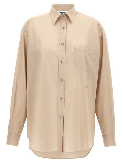 Blouse by Moschino for women in cotton beige, featuring a nuanced and nuanced for a sophisticated finish.
