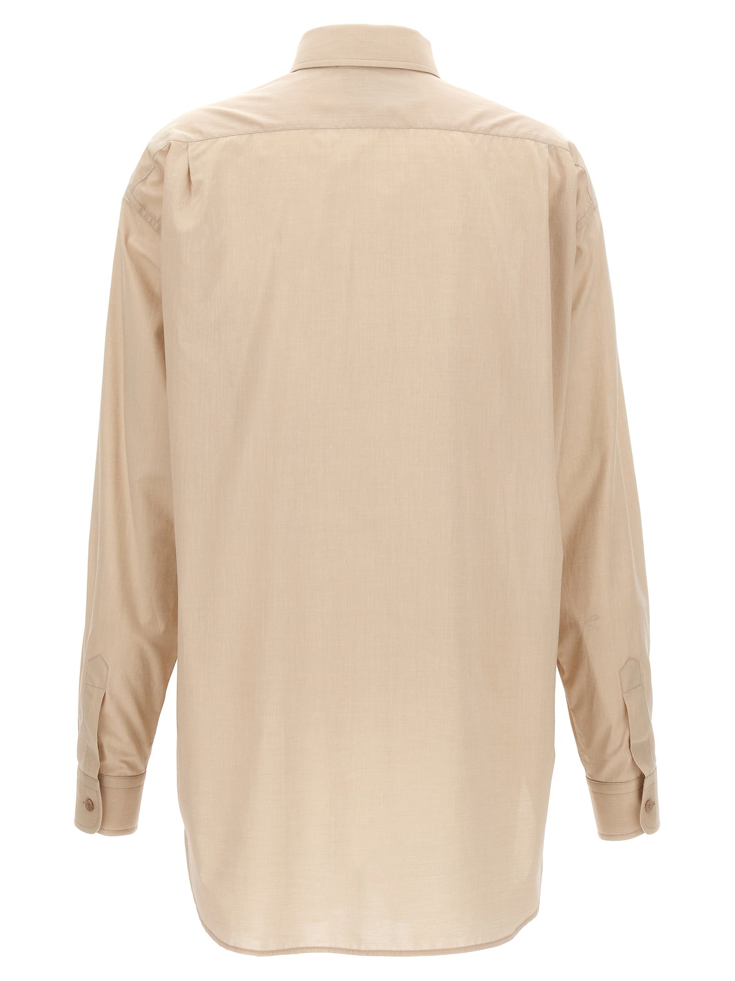 Blouse by Moschino for women in cotton beige presents a discerning silhouette, showcasing a sophisticated and for a truly discerning finish.