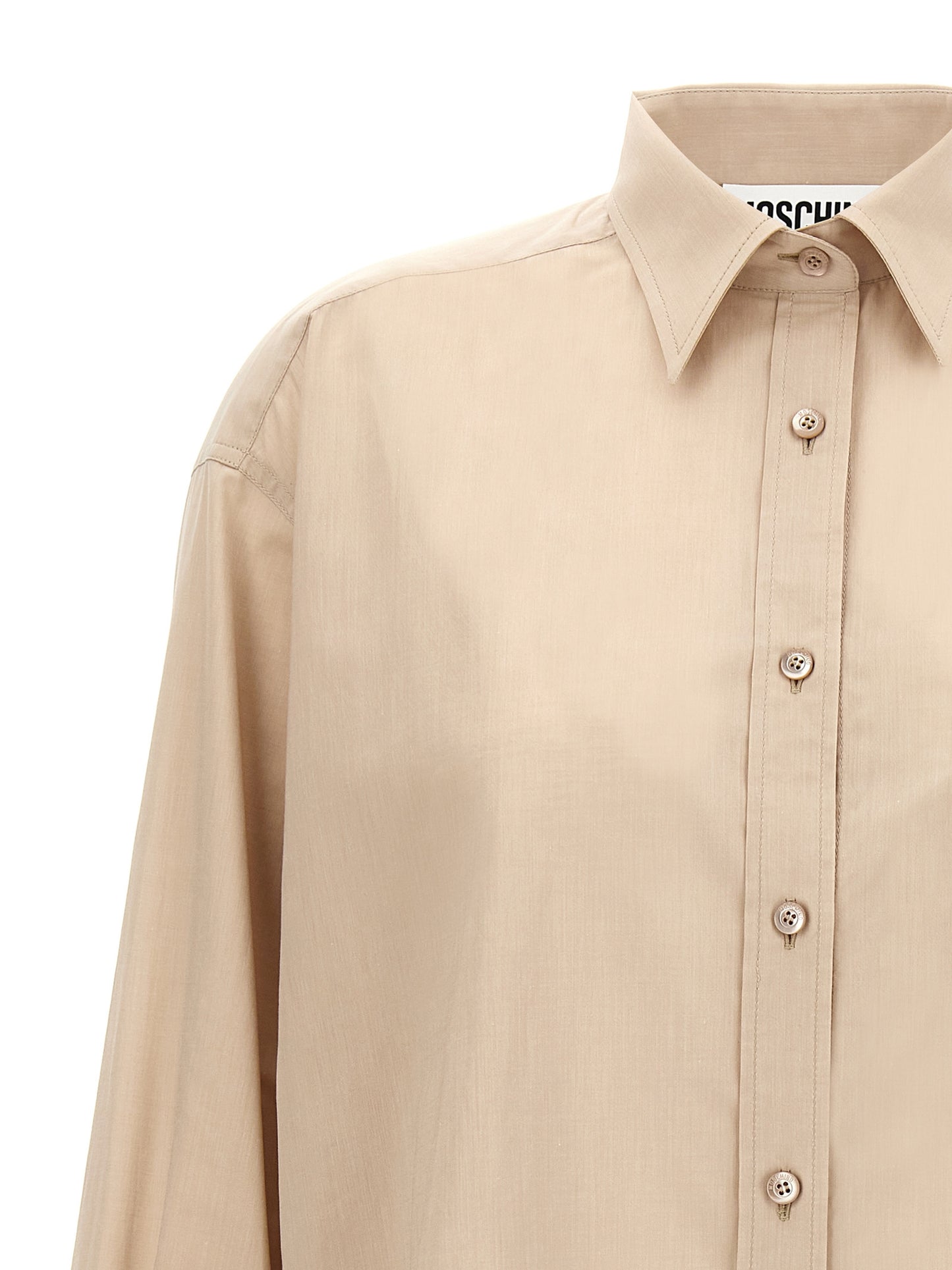 Blouse by Moschino for women in cotton beige showcases a sublime silhouette, artfully detailed with a sublime and for a sophisticated, sublime finish.