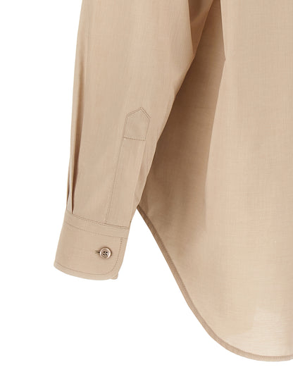 Blouse by Moschino for women in cotton beige features an polished silhouette, showcasing a sophisticated and detail for a truly polished finish.