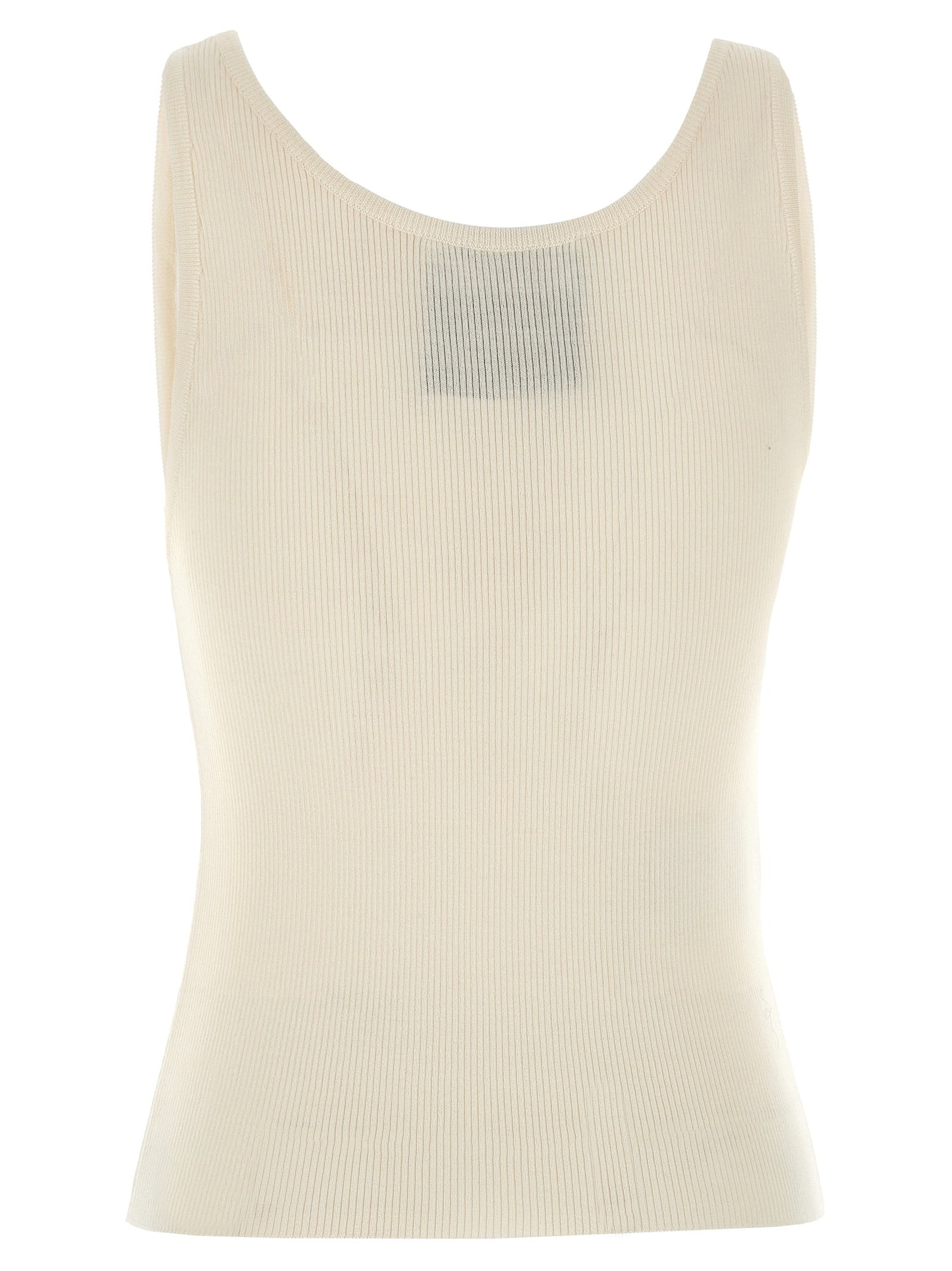 T-Shirt by Moschino for women in virgin wool & silk white showcases a dramatic silhouette, elegantly detailed with a dramatic round neckline and for a truly dramatic finish.