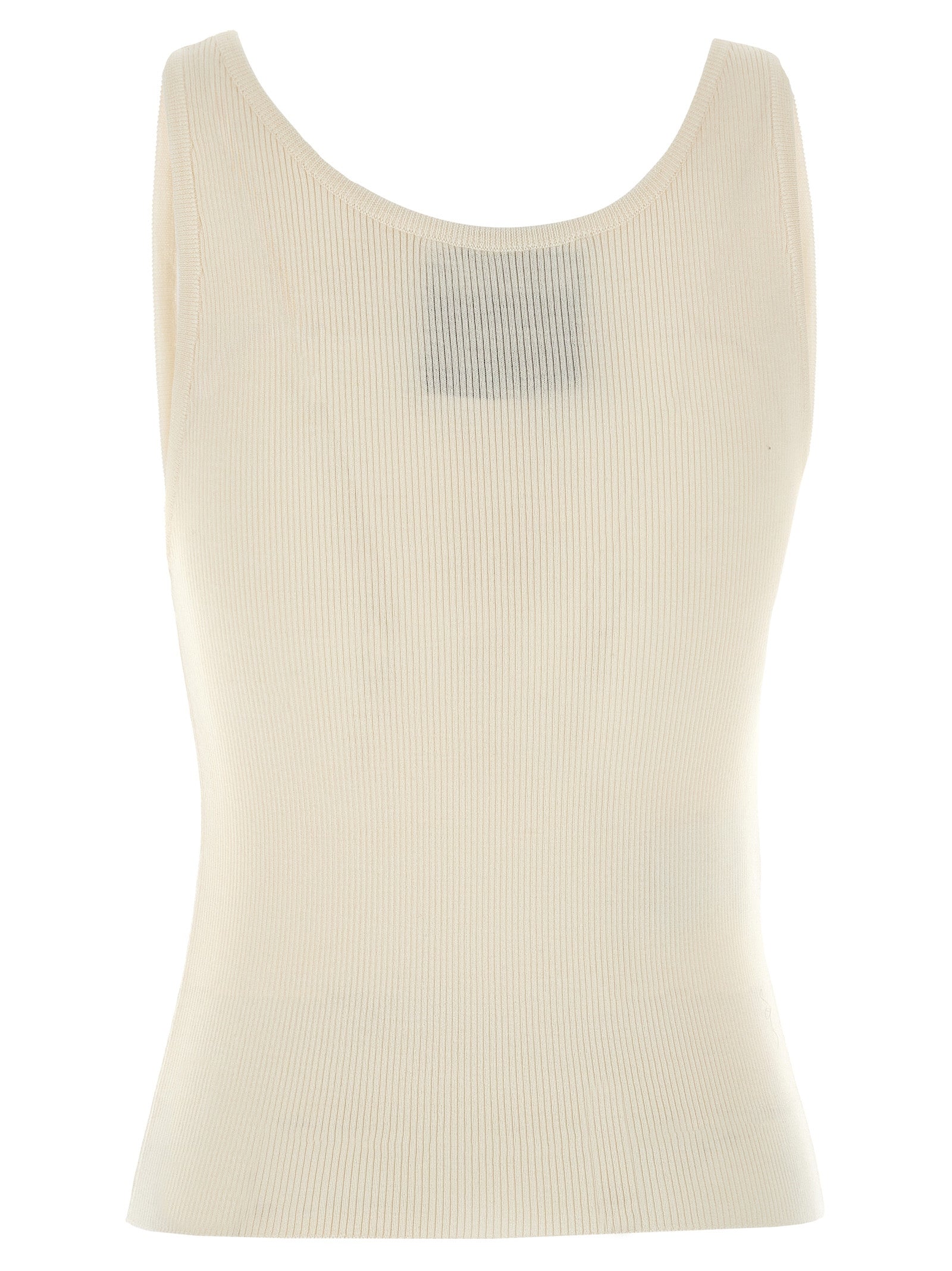 T-Shirt by Moschino for women in virgin wool & silk white showcases a dramatic silhouette, elegantly detailed with a dramatic round neckline and for a truly dramatic finish.