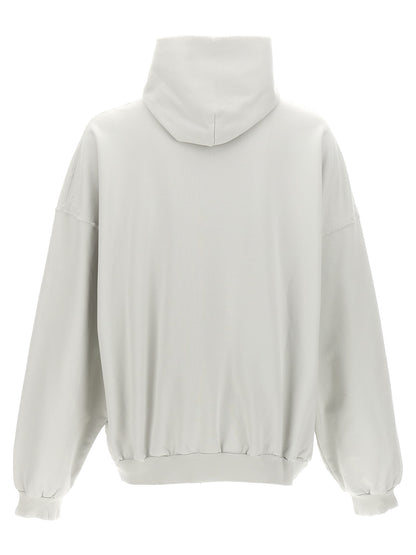 Sweatshirt Hoodie by Balenciaga for women in cotton white & print features a authentic silhouette, showcasing a sophisticated hooded neckline and authentic detail for a refined finish.