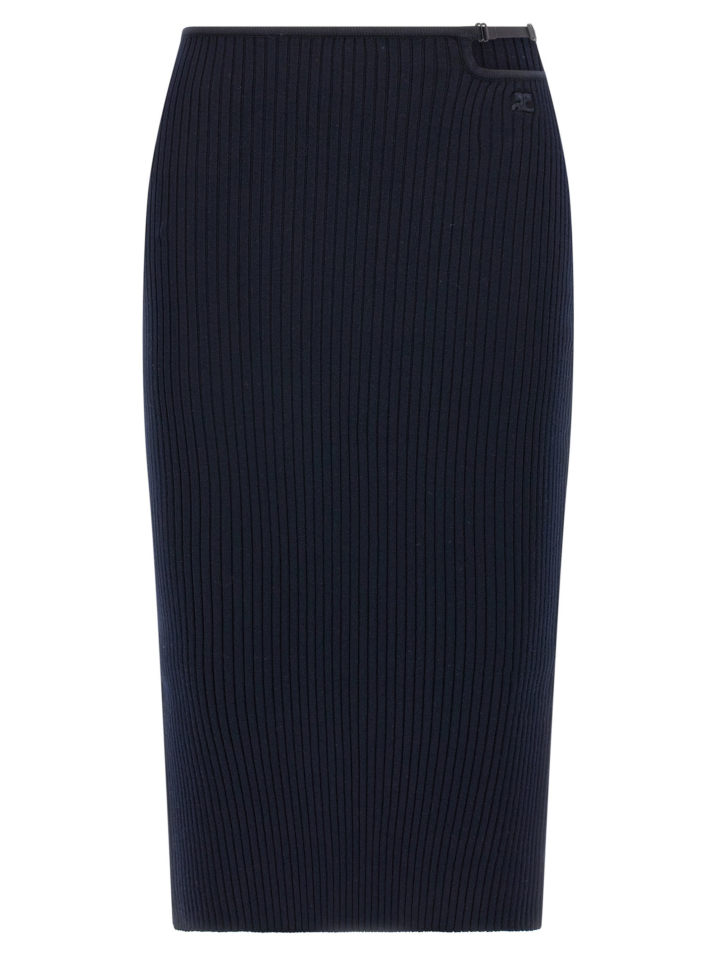 Skirt by Courrèges for women in polyester & viscose blue features an tailored silhouette, artfully capturing the essence of Women's Polyester & Viscose Midi Skirt in a sophisticated midi.