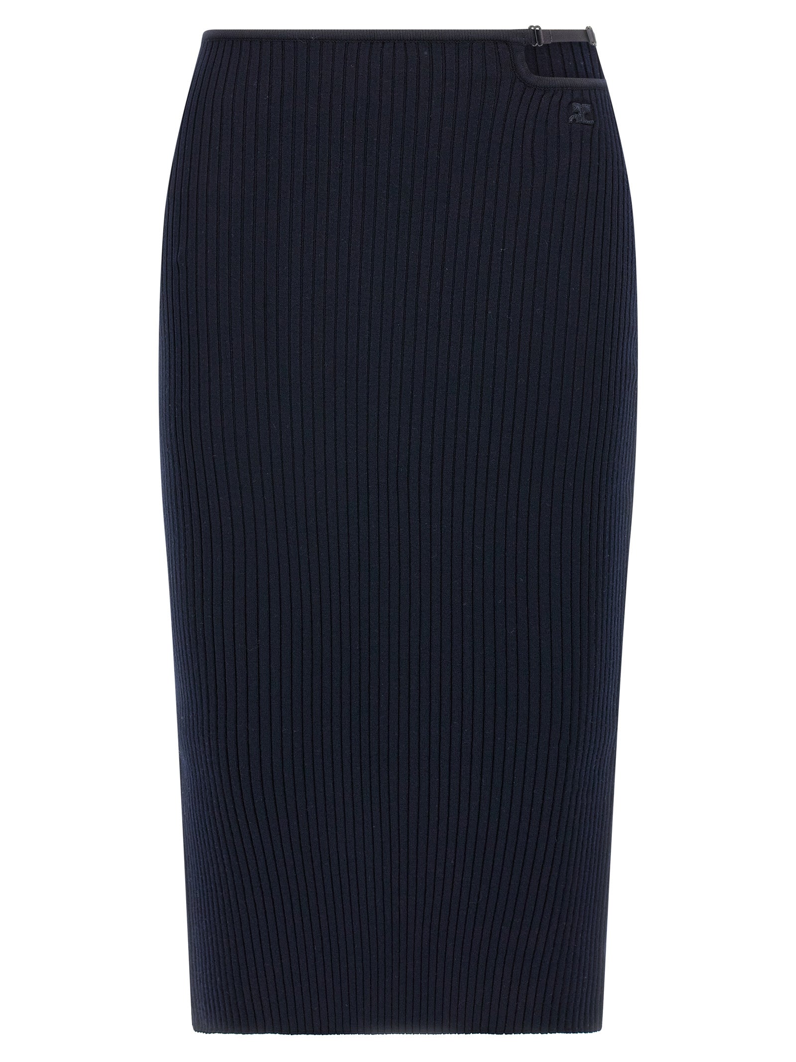 Skirt by Courrèges for women in polyester & viscose blue features an tailored silhouette, artfully capturing the essence of Women's Polyester & Viscose Midi Skirt in a sophisticated midi.