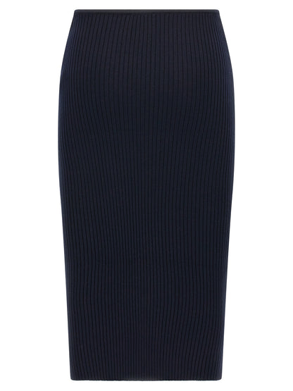 Skirt by Courrèges for women in polyester & viscose blue showcases a sultry silhouette, elegantly defined by its midi and the sophisticated sultry design of the Women's Polyester & Viscose Midi Skirt.