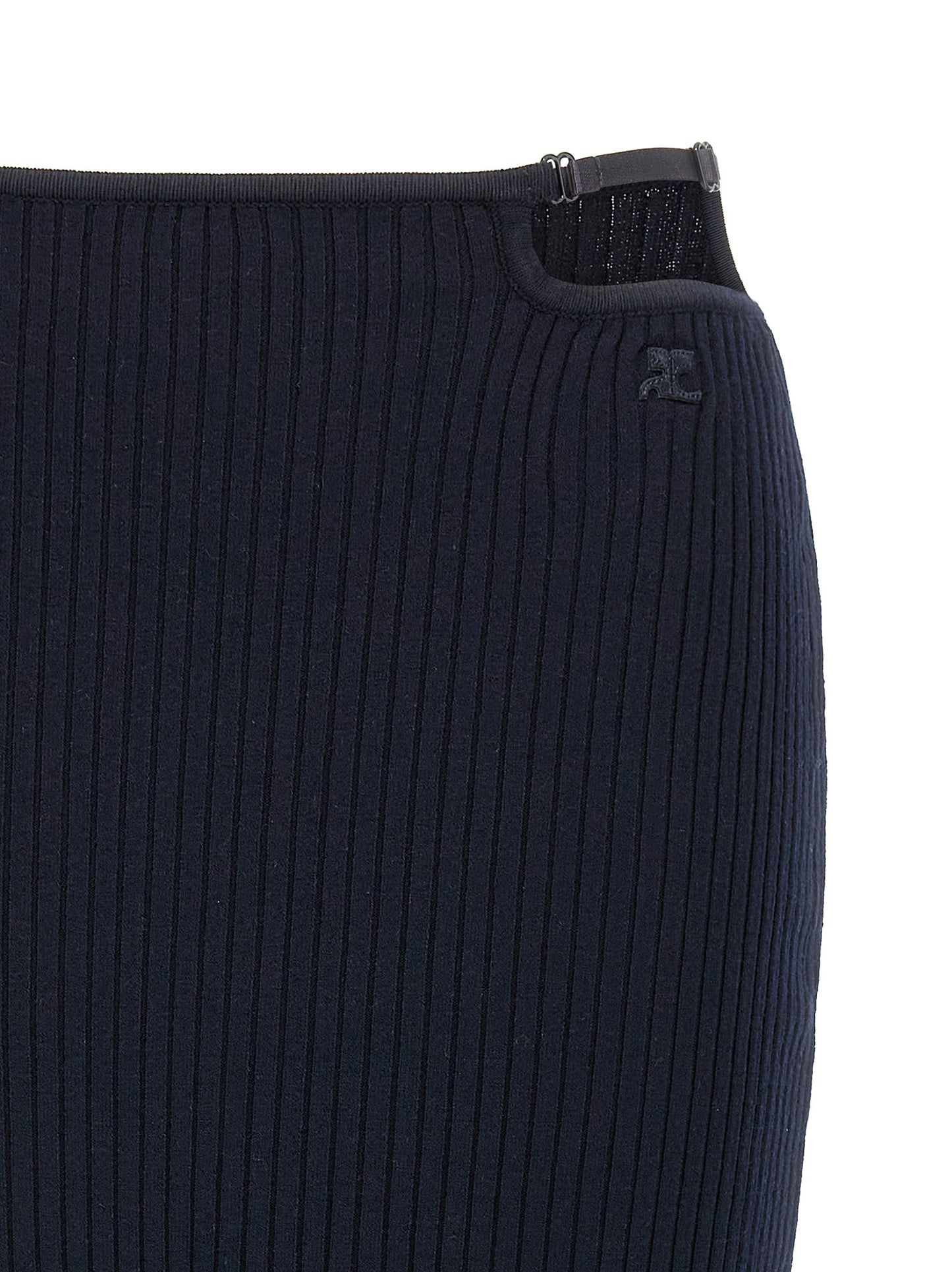 Skirt by Courrèges for women in polyester & viscose blue features a contoured silhouette from the Women's Polyester & Viscose Midi Skirt collection, characterized by its contoured midi for a contoured finish.