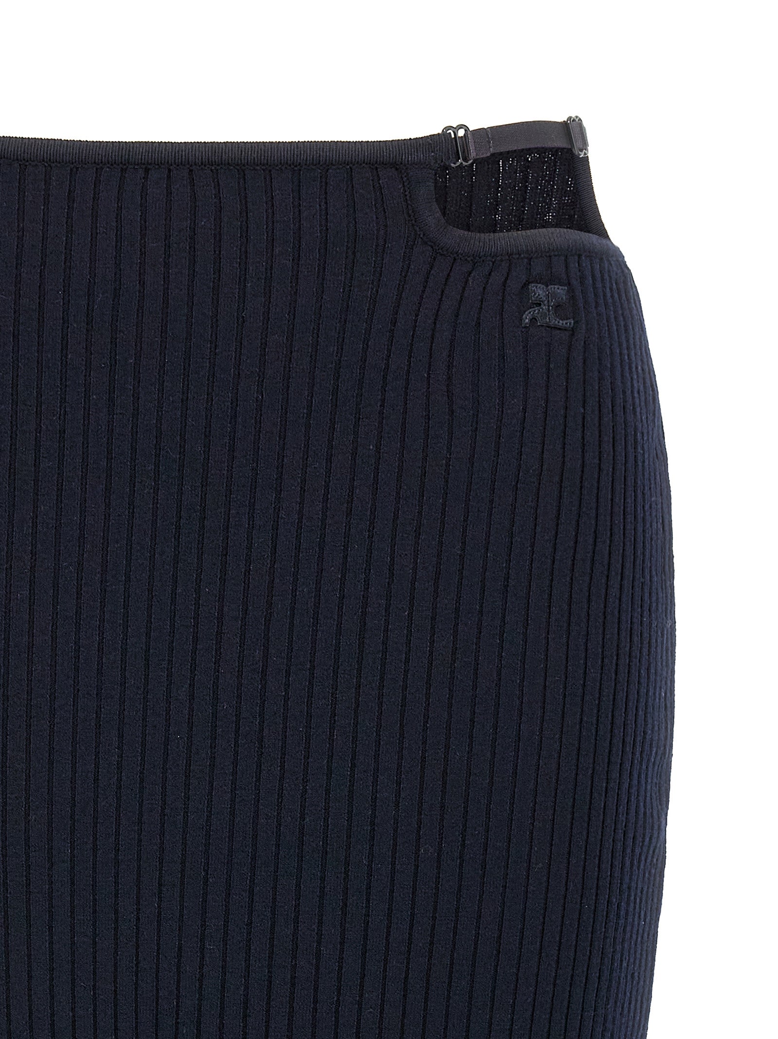 Skirt by Courrèges for women in polyester & viscose blue features a contoured silhouette from the Women's Polyester & Viscose Midi Skirt collection, characterized by its contoured midi for a contoured finish.