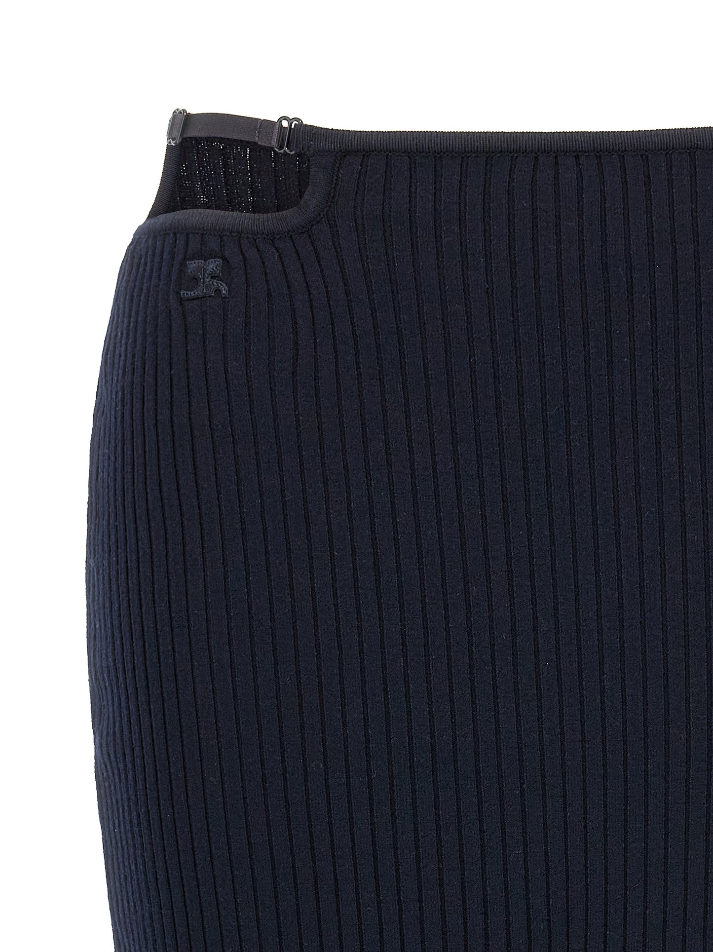 Skirt by Courrèges for women in polyester & viscose blue features an relaxed-yet-refined silhouette that elegantly showcases the Women's Polyester & Viscose Midi Skirt design and sophisticated midi.