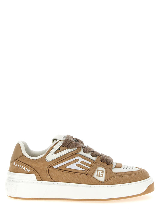 Sneakers by Balmain for women in polyester polyurethane & calf leather beige presents a impeccable silhouette as Women's Low Top Polyester Polyurethane & Calf Leather Sneakers, expertly defined by a impeccable low-top style for a impeccable, high-fashion look.
