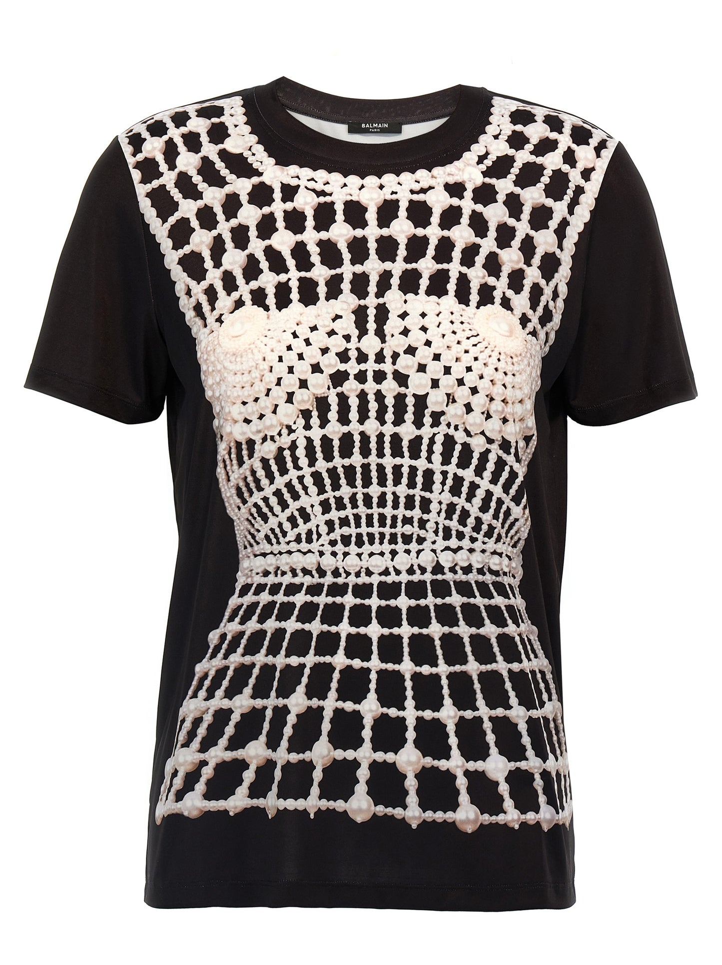 T-Shirt by Balmain for women in organic cotton black features an on trend silhouette, perfectly showcasing a on trend and crew neckline for an elevated aesthetic.