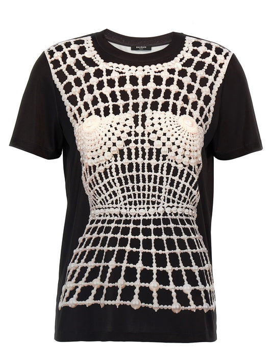 T-Shirt by Balmain for women in organic cotton black features an on trend silhouette, perfectly showcasing a on trend and crew neckline for an elevated aesthetic.