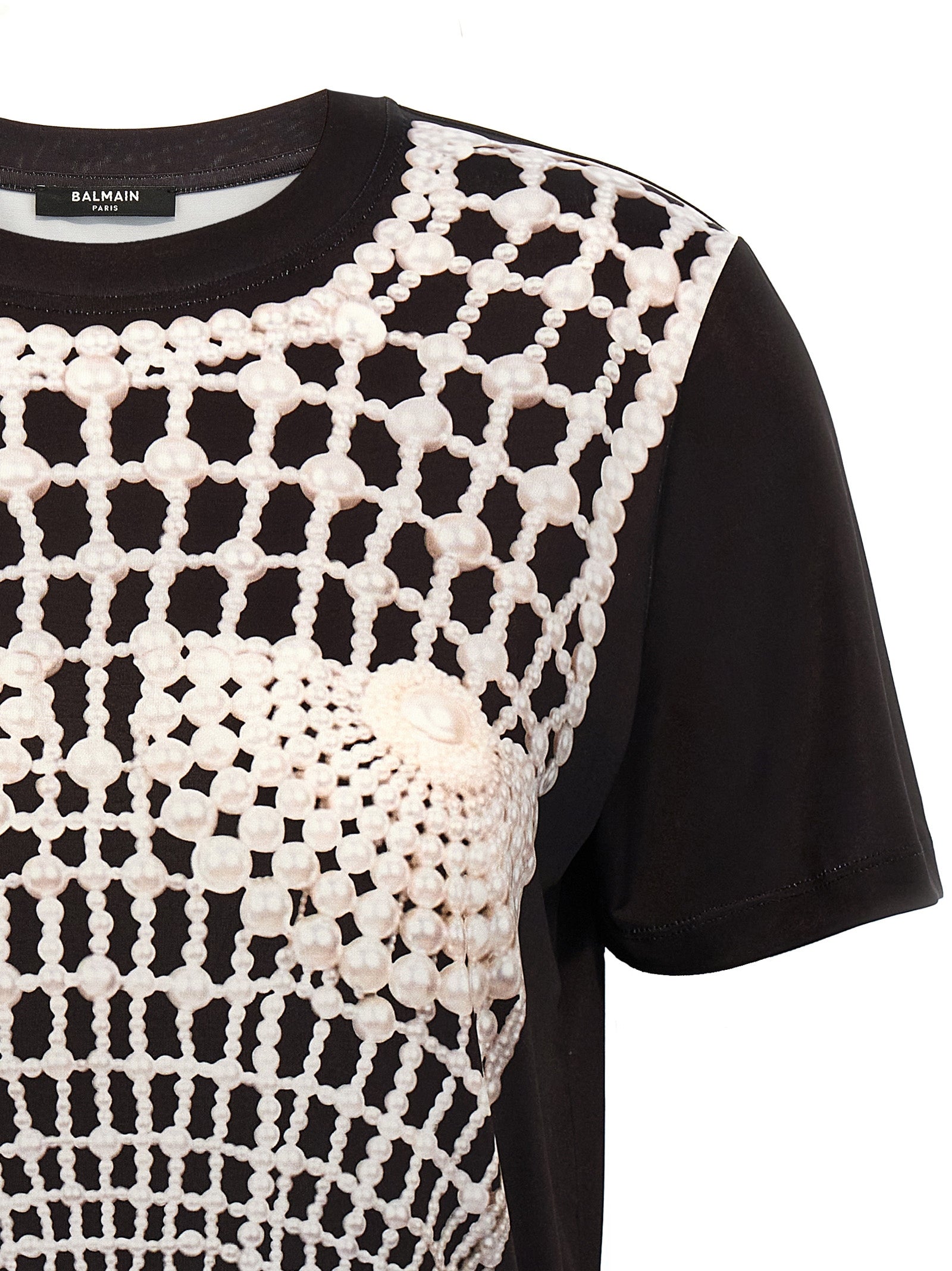 T-Shirt by Balmain for women in organic cotton black showcases a unassuming silhouette, artfully detailed with a refined and unassuming for a sophisticated, contemporary look.
