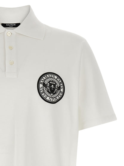 Polo Shirt by Balmain for men in cotton bicolour, black, white & print presents a sleek silhouette, featuring a refined and for a sleek finish.