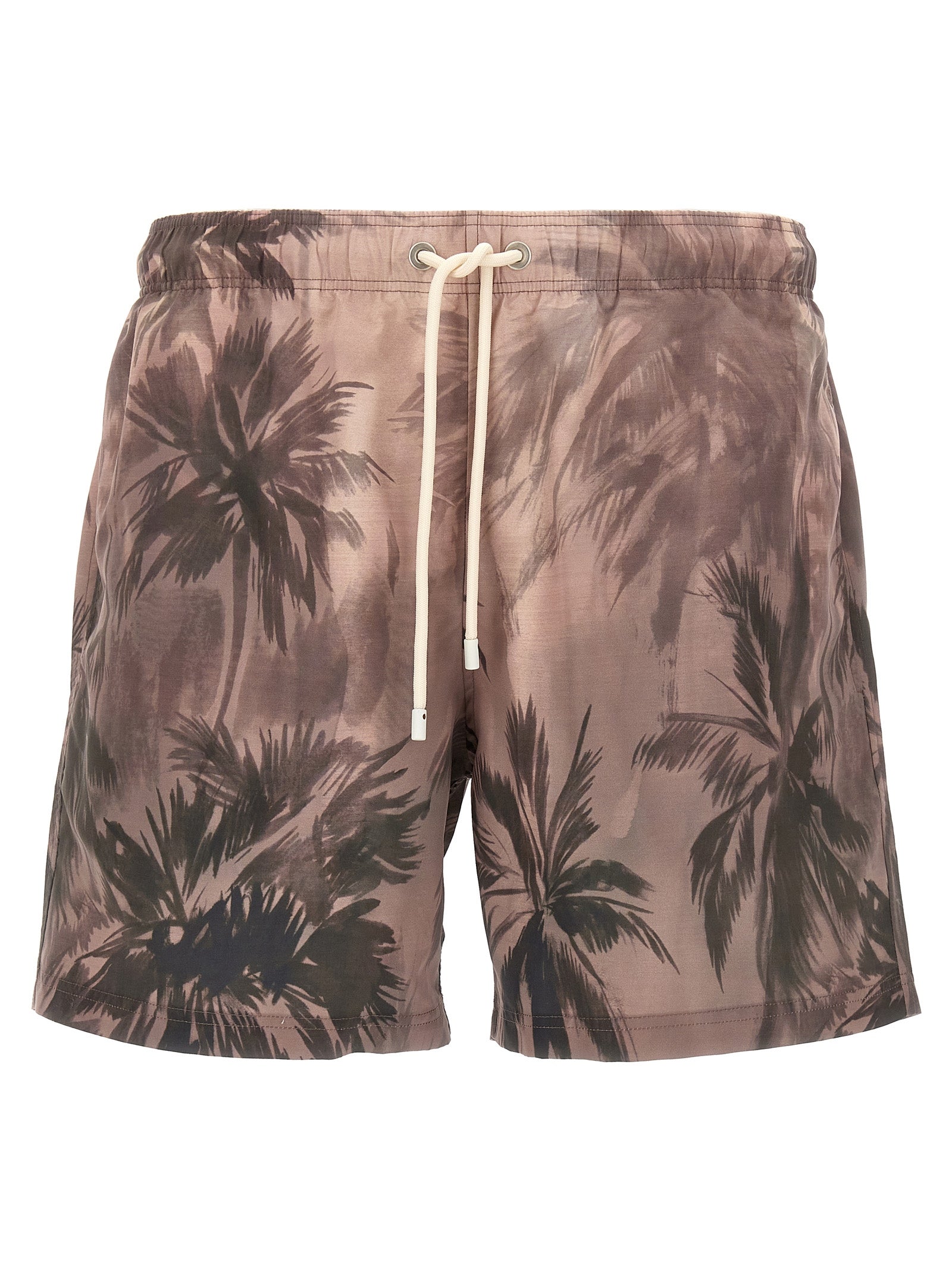 Swim Shorts by Palm Angels for men in polyester multicolor & print features a beach chic silhouette, showcasing the signature style of the Waves Men's Polyester Swim Shorts.