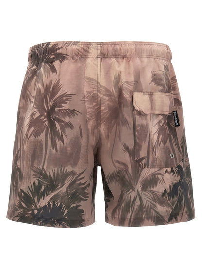 Swim Shorts by Palm Angels for men in polyester multicolor & print features a resort ready silhouette, capturing the beach-ready style of the Waves Men's Polyester Swim Shorts collection.