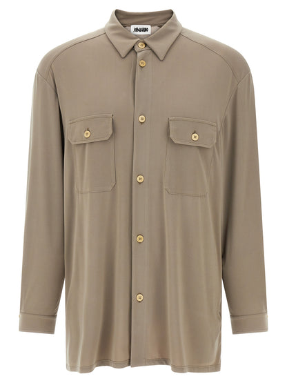 Shirt by Magliano for men in stretch polyester gray showcases a sharp silhouette, elegantly detailed with a sharp and sharp .
