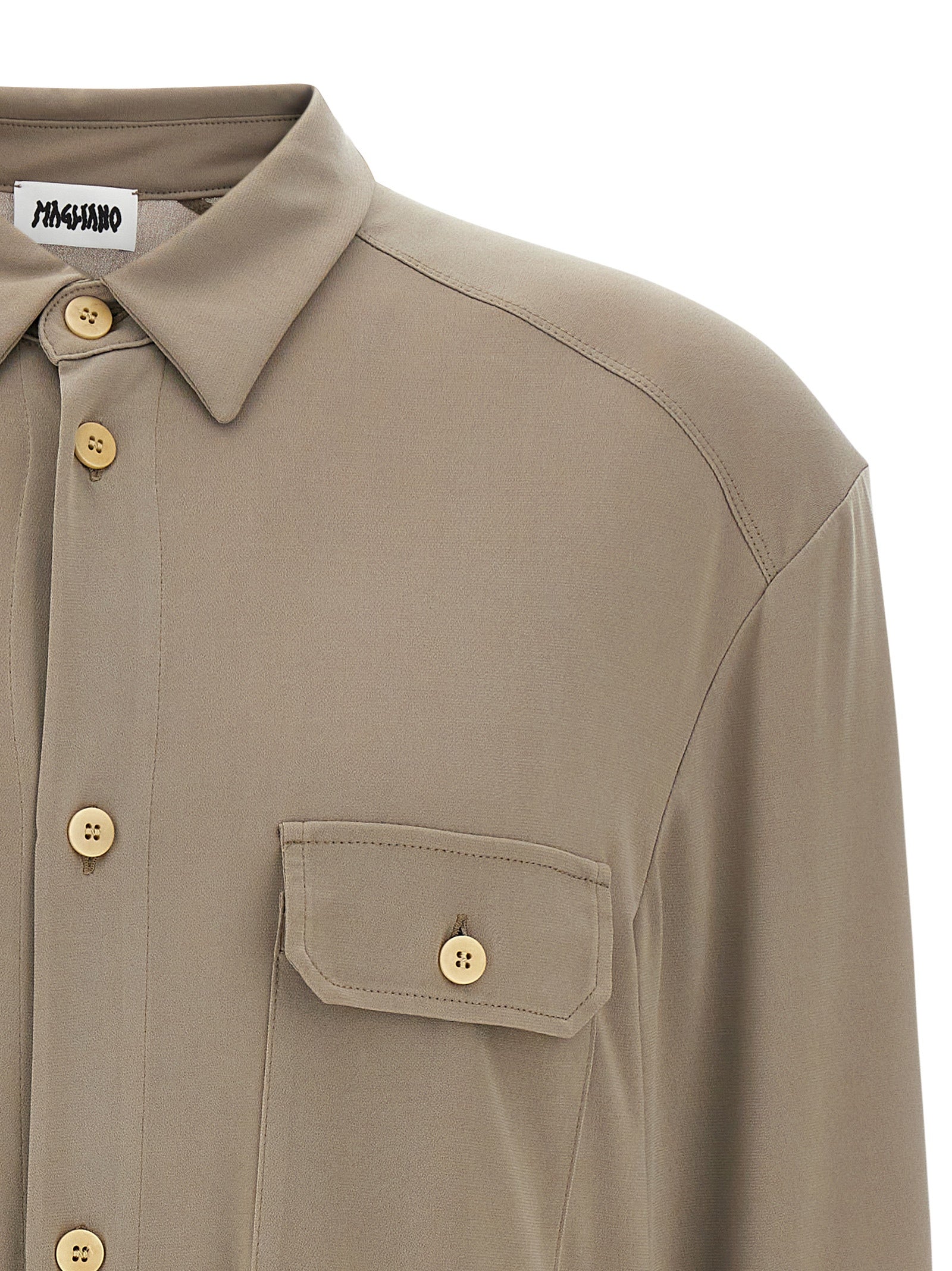 Shirt by Magliano for men in stretch polyester gray features an polished silhouette, showcasing a sophisticated and detail for a truly polished finish.