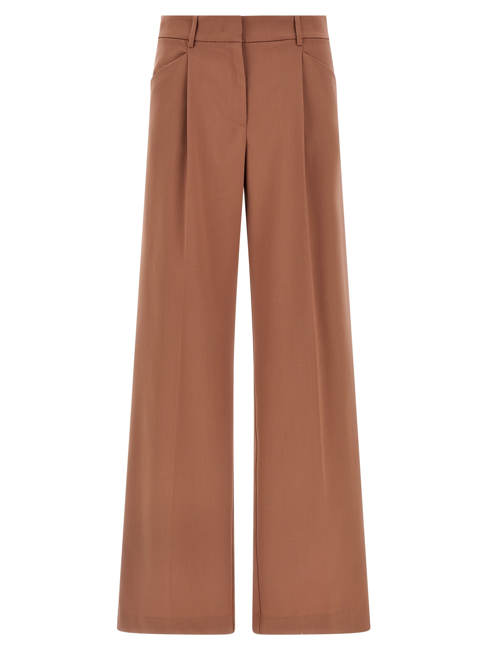 Trousers by The Andamane for women in polyester & virgin wool multicolor & pink features a sculptural silhouette, showcasing a sculptural wide and long with a sophisticated high rise for a sculptural finish.