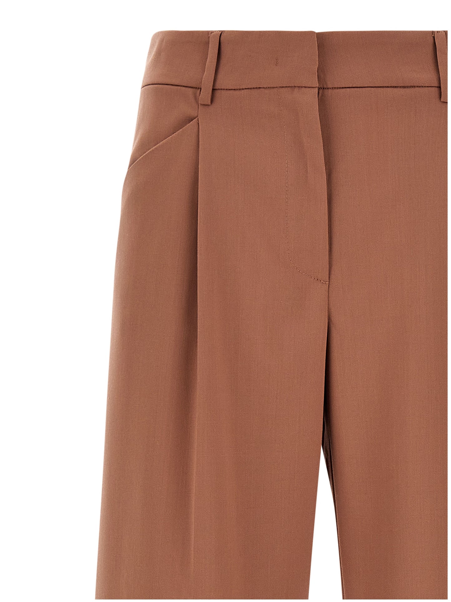 Trousers by The Andamane for women in polyester & virgin wool multicolor & pink features an on trend silhouette, showcasing a sophisticated wide with a long and high rise for an on trend finish.