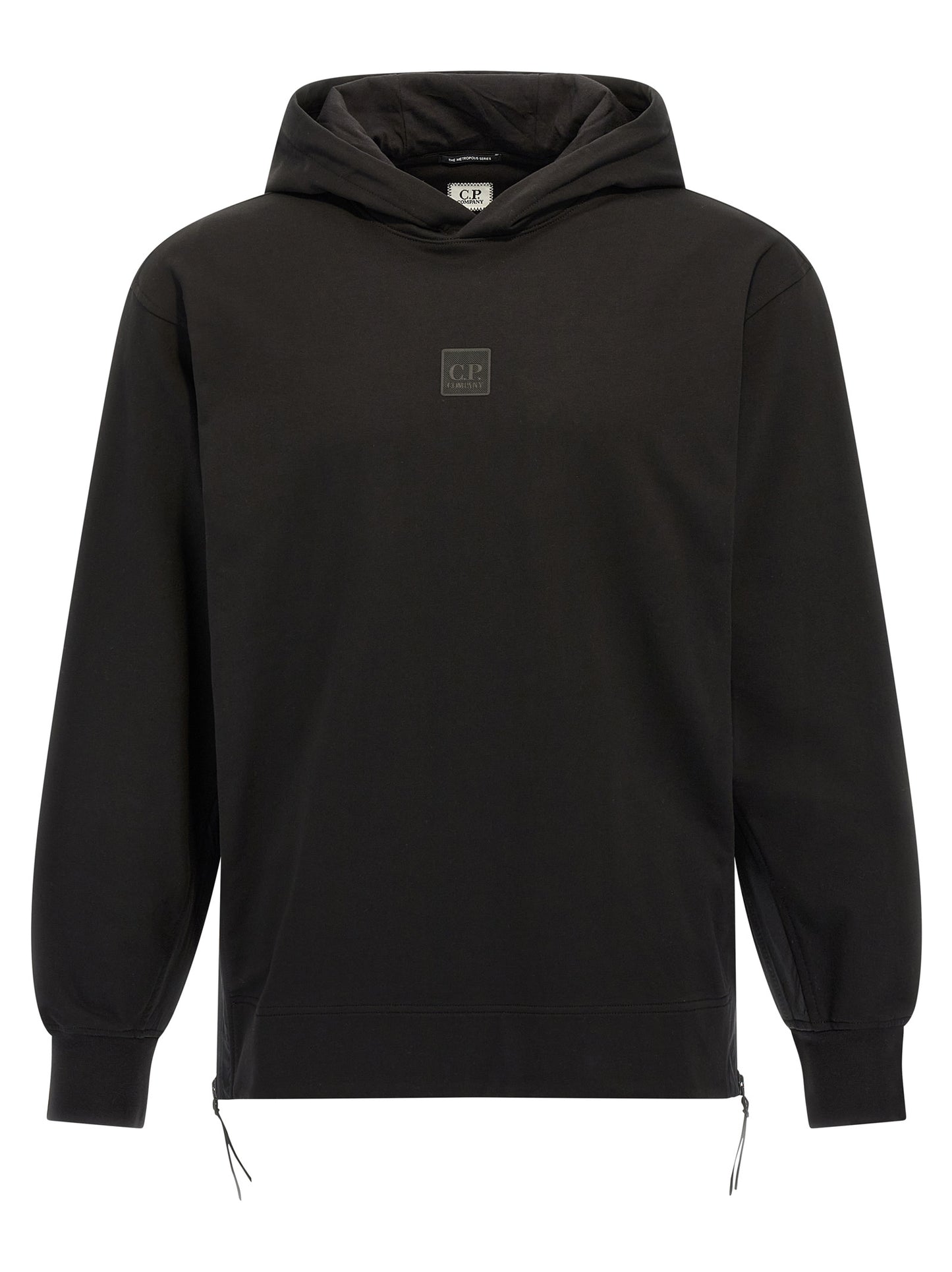 Sweatshirt Hoodie by C.P. Company for men in stretch cotton black features a slouchy chic silhouette, detailed with a slouchy chic and a signature hooded neckline for an elevated aesthetic.
