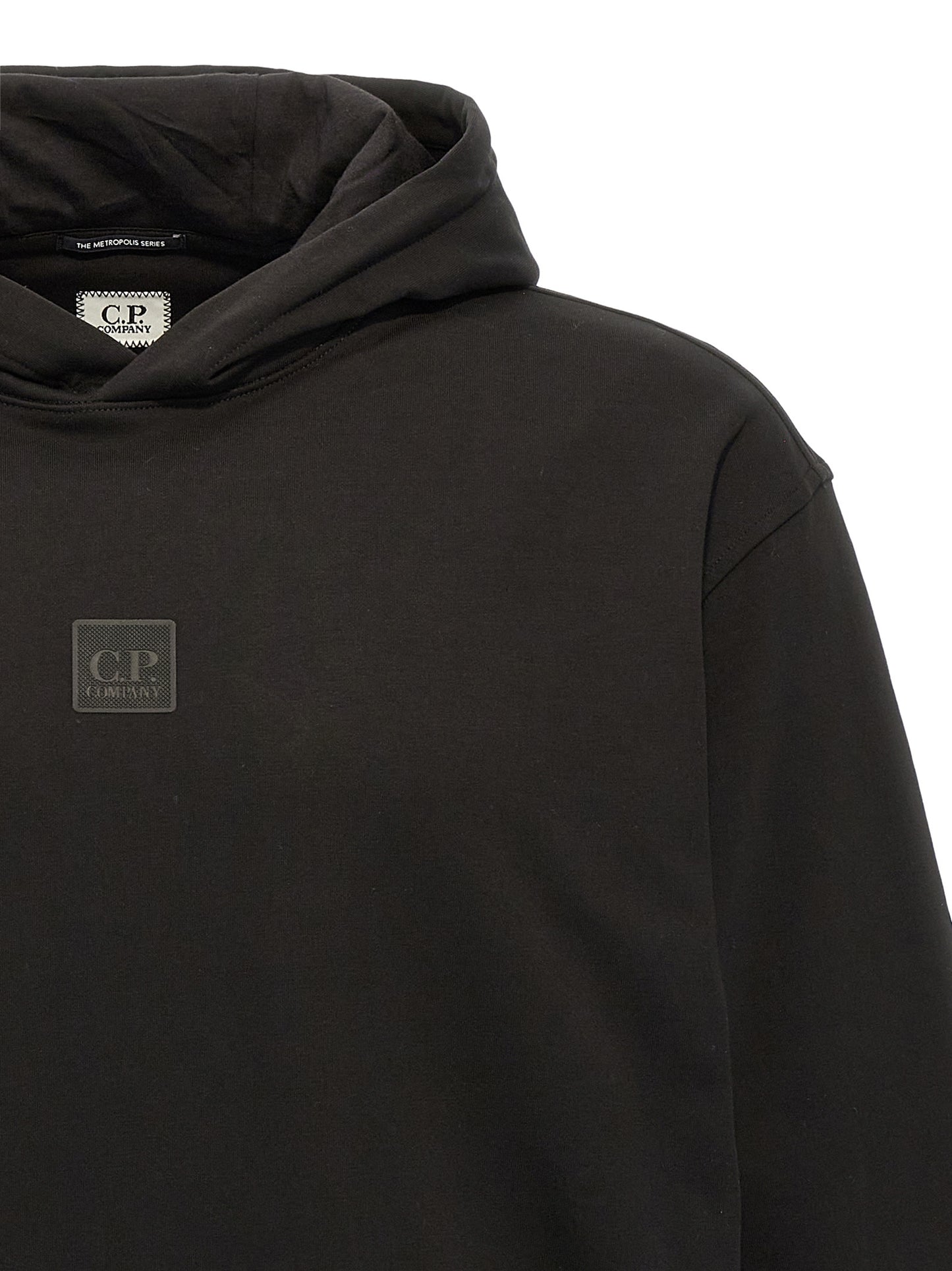 Sweatshirt Hoodie by C.P. Company for men in stretch cotton black features an luminous silhouette, showcasing a sophisticated hooded neckline and for a truly luminous look.