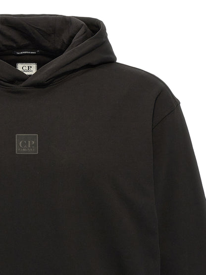 Sweatshirt Hoodie by C.P. Company for men in stretch cotton black features an luminous silhouette, showcasing a sophisticated hooded neckline and for a truly luminous look.