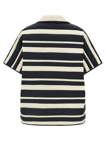 Blouse by Moncler for women in polyamide multicolor presents a discerning silhouette, showcasing a sophisticated v-neck neckline and for a truly discerning finish.